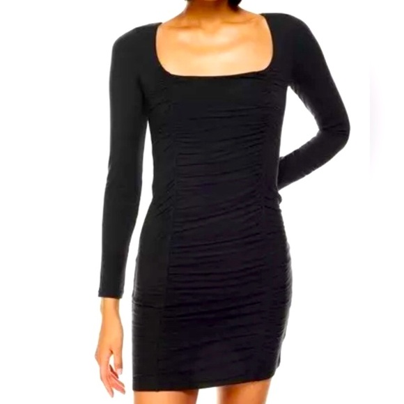 Wilfred Lydia Dress Black Size Medium Aritizia Ruched Bodycon Stretch Party NWT - Picture 1 of 16